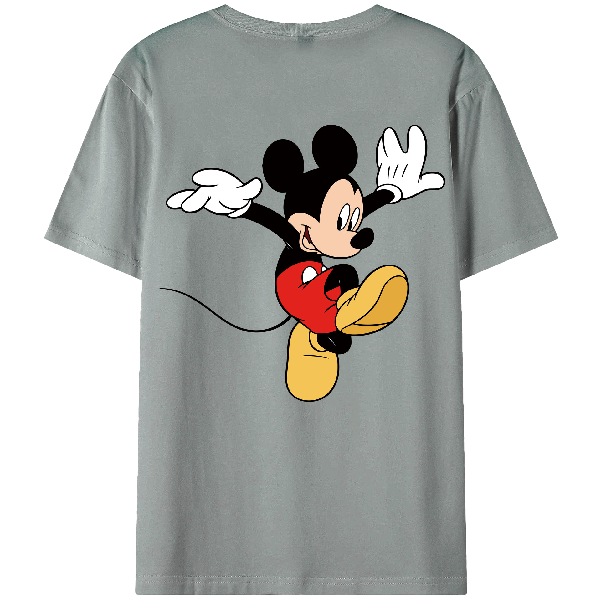 ミッキーマウス Mickey Mouse 綿100％ メンズ半袖Tシャツ（バックプリント） 通気性